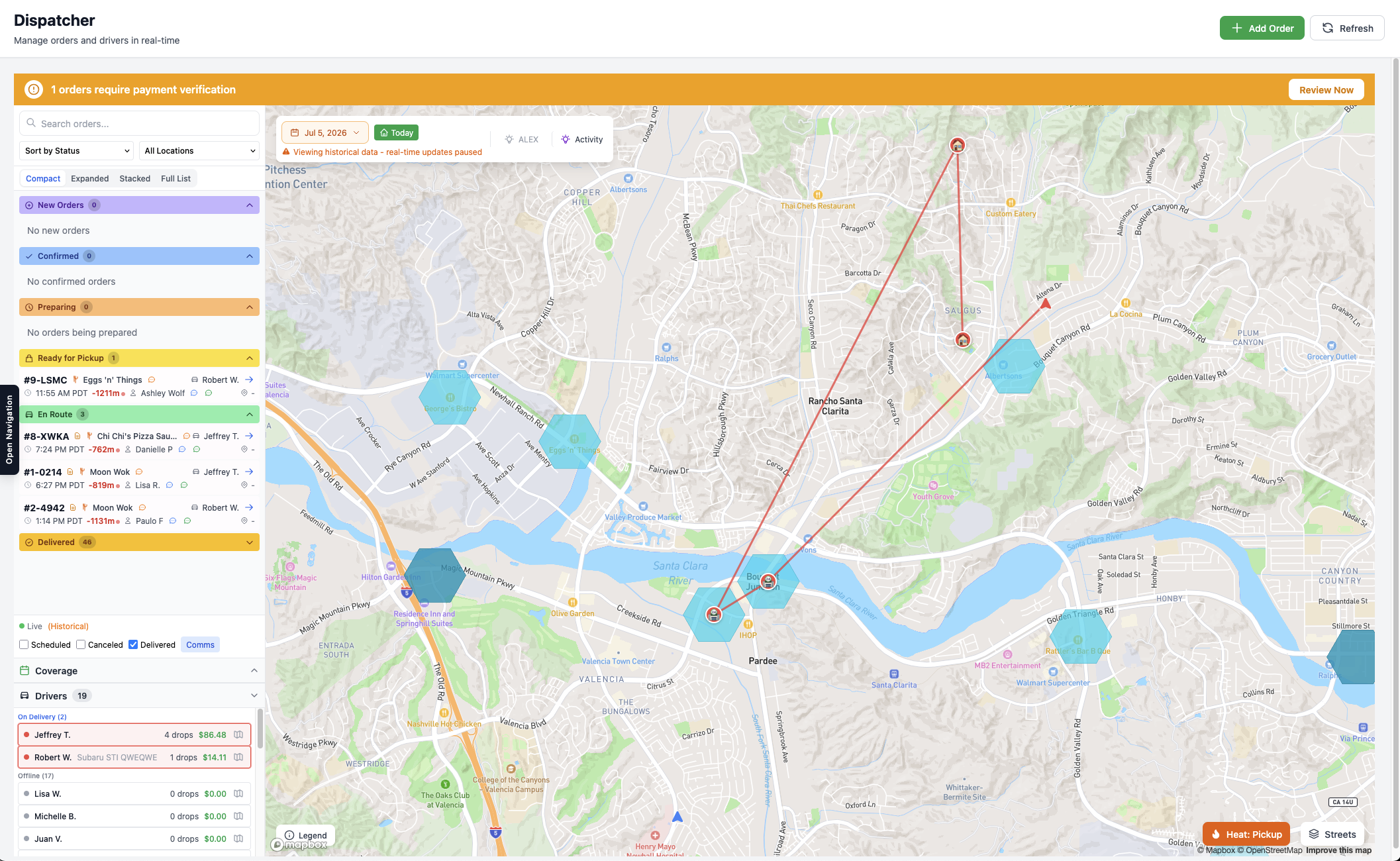 RDS360 admin dispatcher with live driver pins