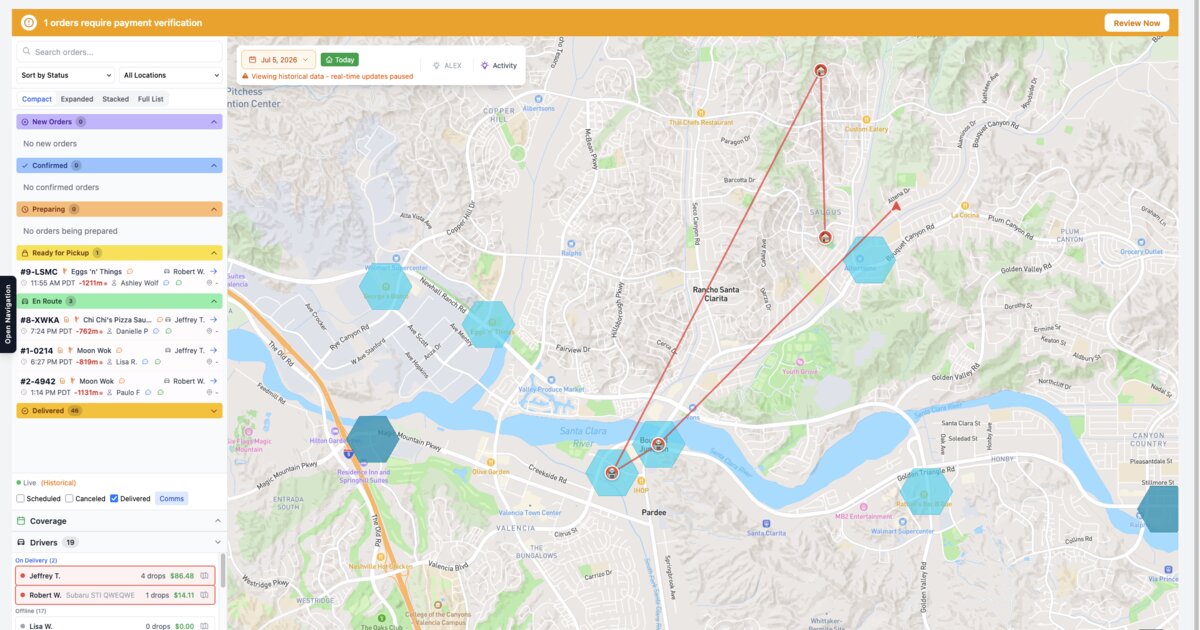 RDS360 admin dispatcher with live driver pins